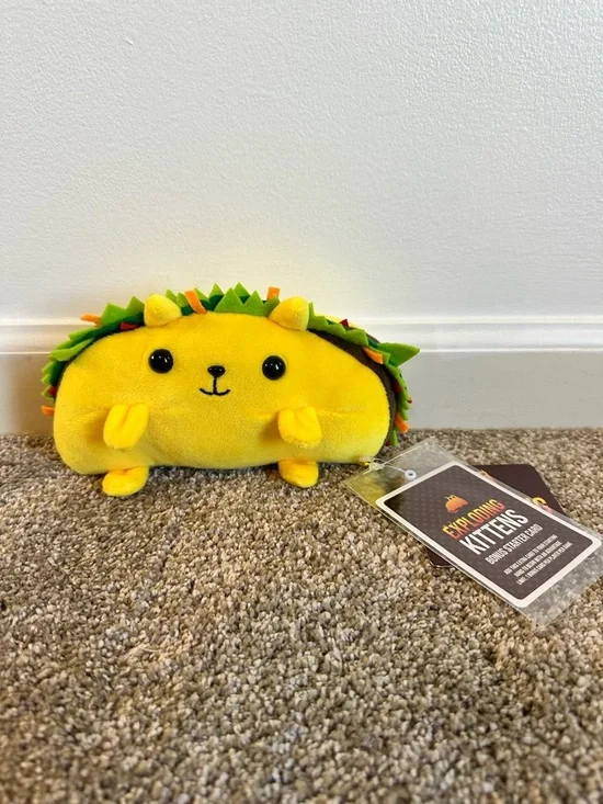 Exploding Kittens Taco Cat 7" Plush Stuffed Animal Yellow Anthropomorphic - Picture 1 of 8